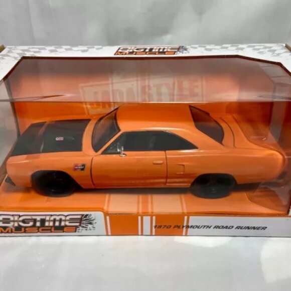 Jada Big Time Muscle 1970 Plymouth Road Runner Orange & Black 1:24 Die-cast NIP - Picture 12 of 15